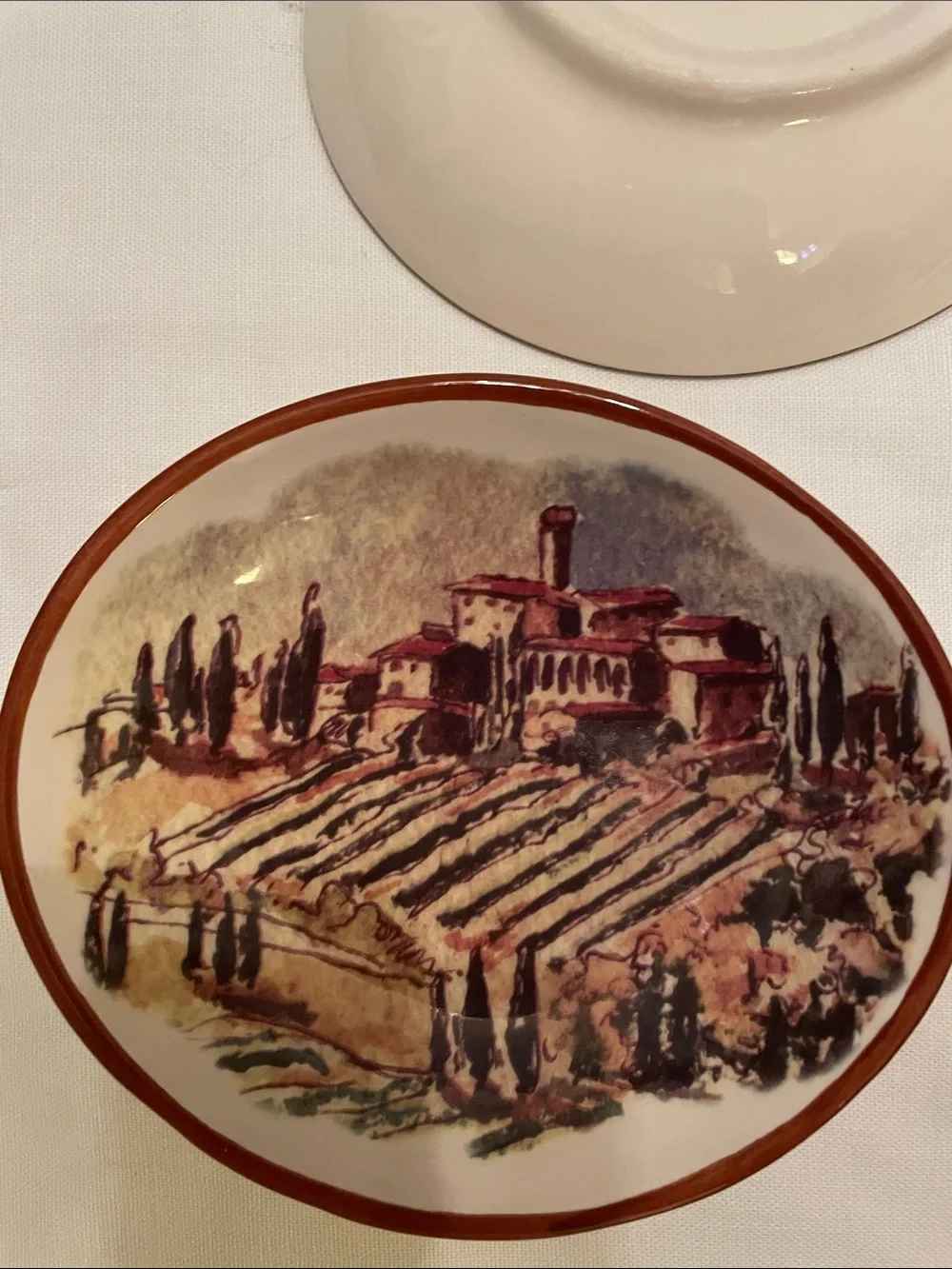 Williams Sonoma Tuscan Landscape Set of (4) Dip Appetizer Dishes 5-1/2” Ceramic
